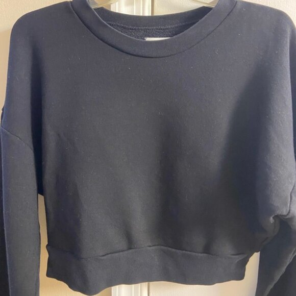 Reformation jeans black cropped sweatshirt crewneck slouchy Small - Picture 3 of 6